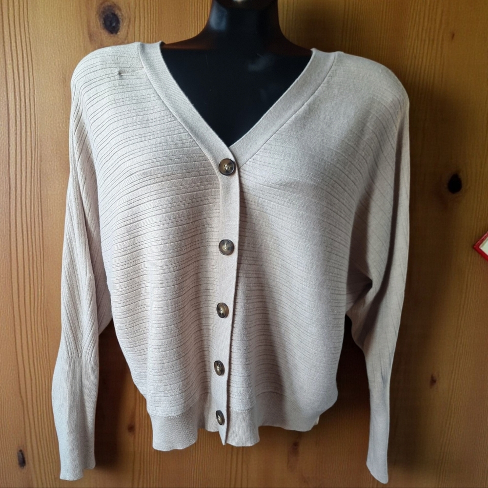 Pink Rose Beige Dolman Sleeve Sweater Size S
